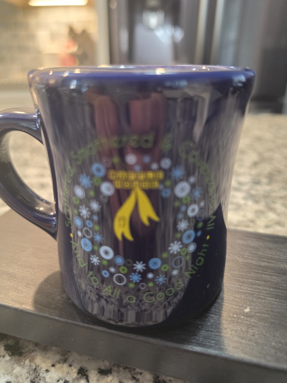 Waffle House Blue Ceramic Coffee Mug with Yellow Accent